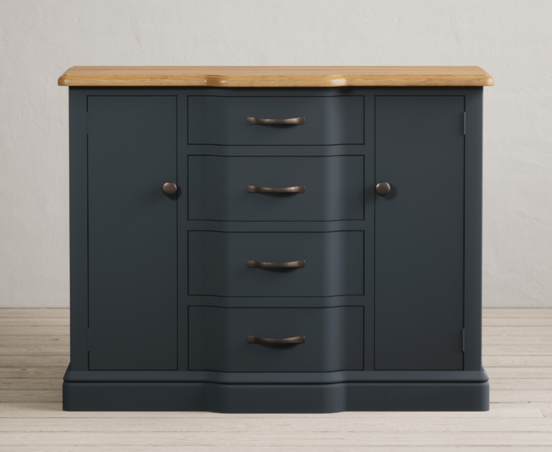 Delphine Oak And Blue Painted Small Sideboard