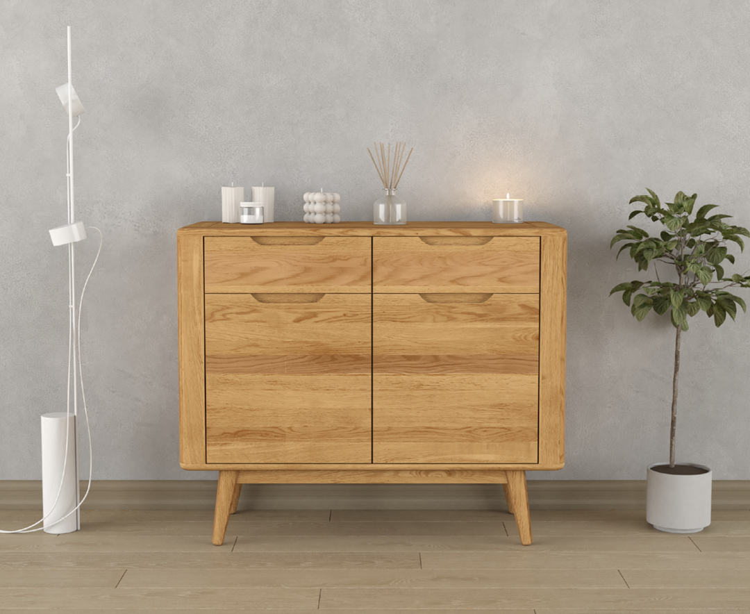 Product photograph of Rosa Solid Oak Small Sideboard from Oak Furniture Superstore