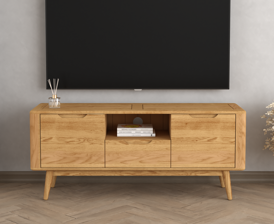Product photograph of Rosa Solid Oak Large Tv Cabinet from Oak Furniture Superstore