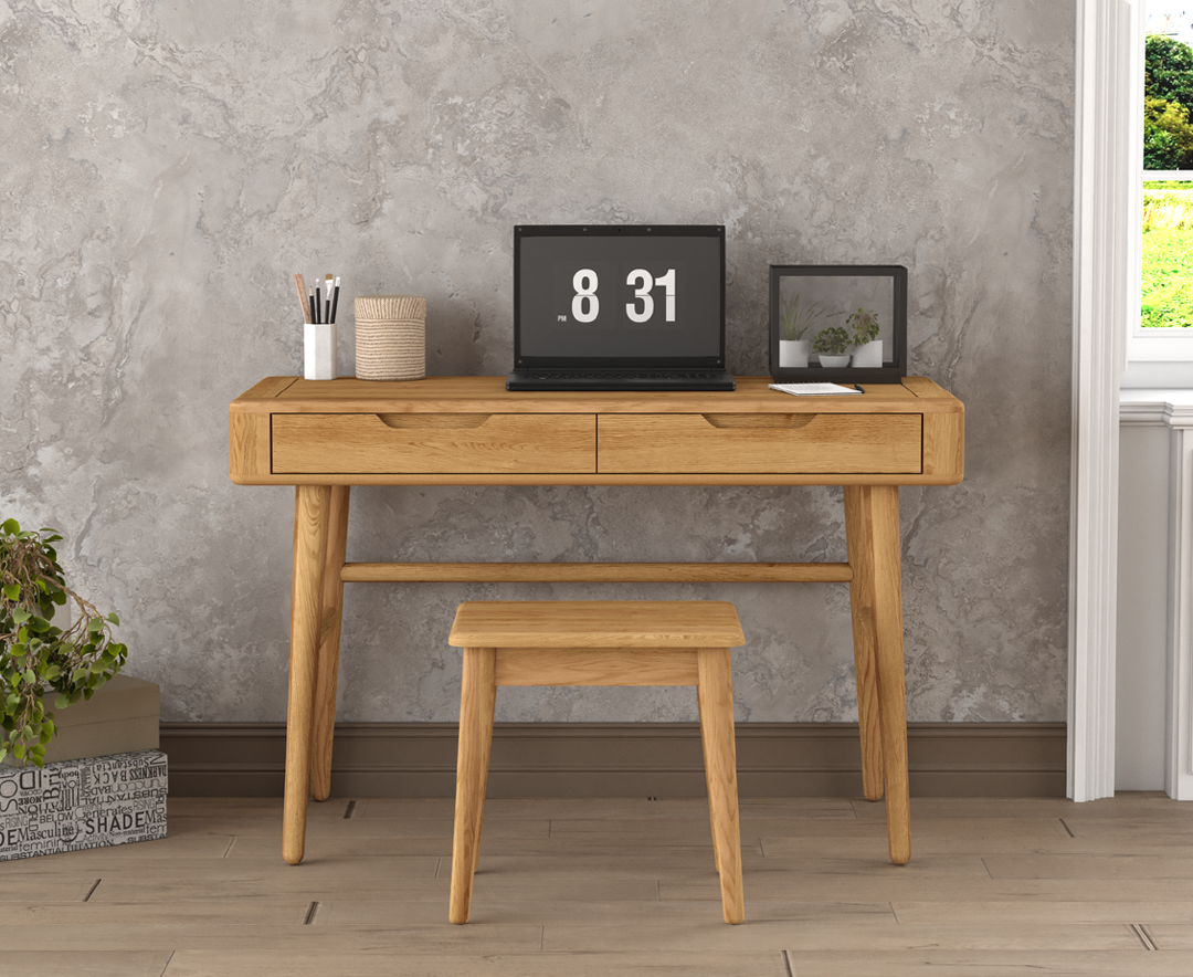 Product photograph of Rosa Solid Oak Computer Desk from Oak Furniture Superstore