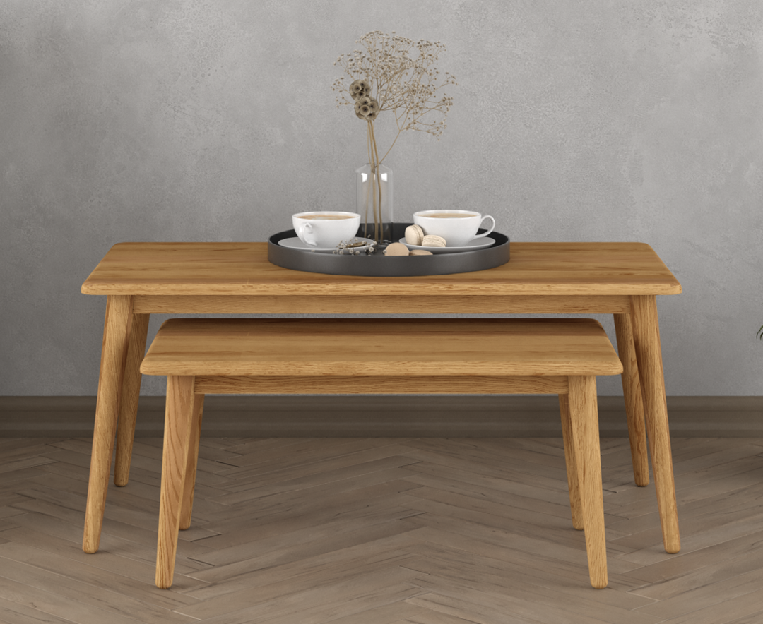 Product photograph of Rosa Solid Oak Compact Nesting Coffee Tables from Oak Furniture Superstore