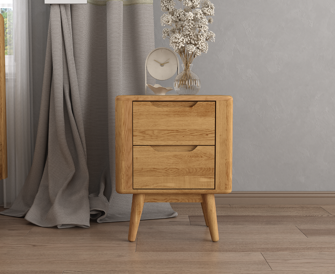 Rosa Solid Oak 2 Drawer Bedside Chest