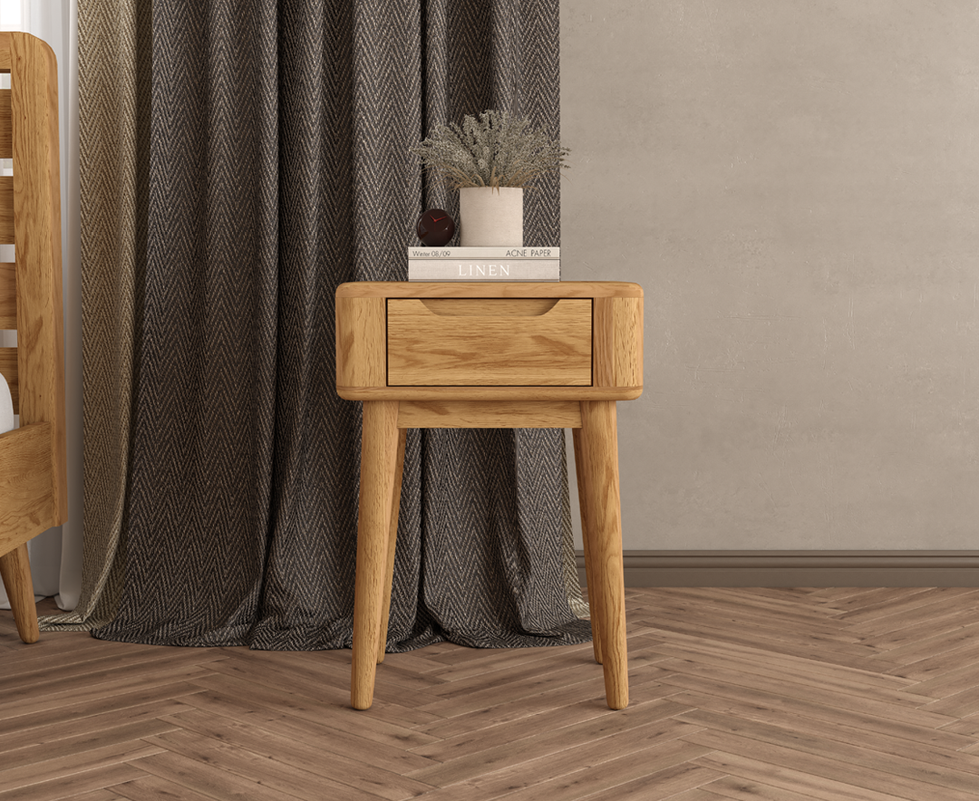 Product photograph of Rosa Solid Oak Bedside Table from Oak Furniture Superstore