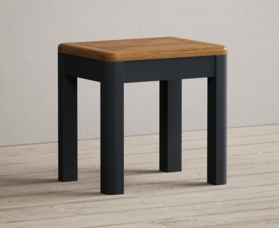 Pembridge Oak And Dark Blue Painted Dressing Table Stool