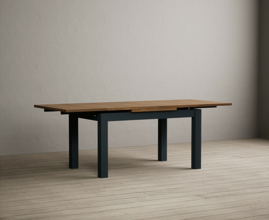 Photo 1 of Extending buxton 140cm oak and dark blue painted dining table