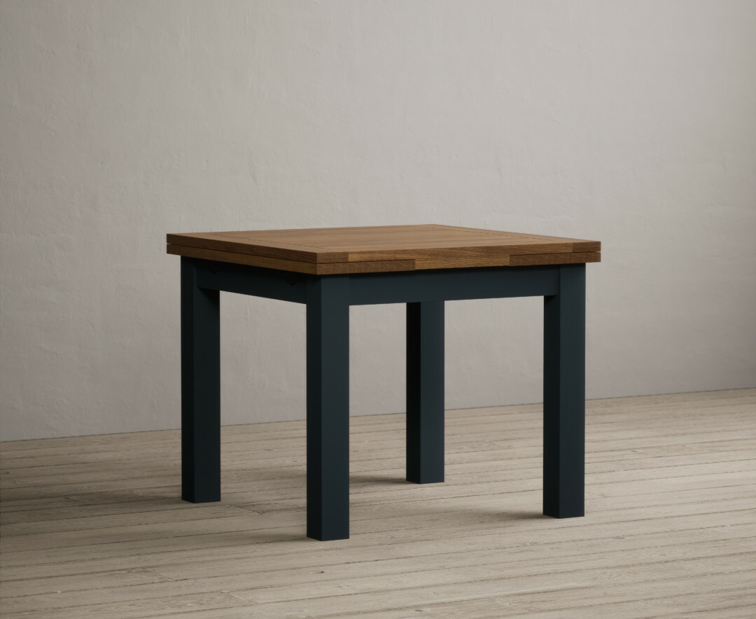 Product photograph of Hampshire 90cm Oak And Dark Blue Painted Extending Dining Table from Oak Furniture Superstore