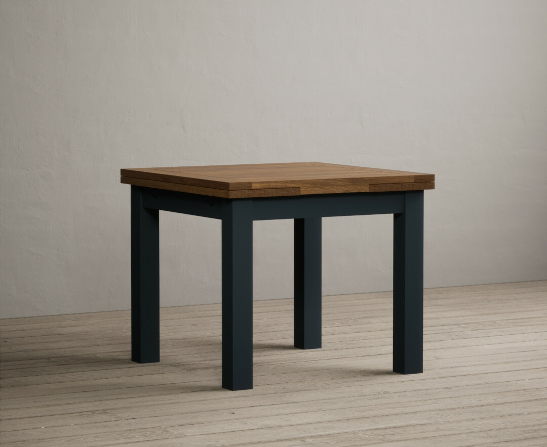 Hampshire 90cm Oak And Dark Blue Painted Extending Dining Table