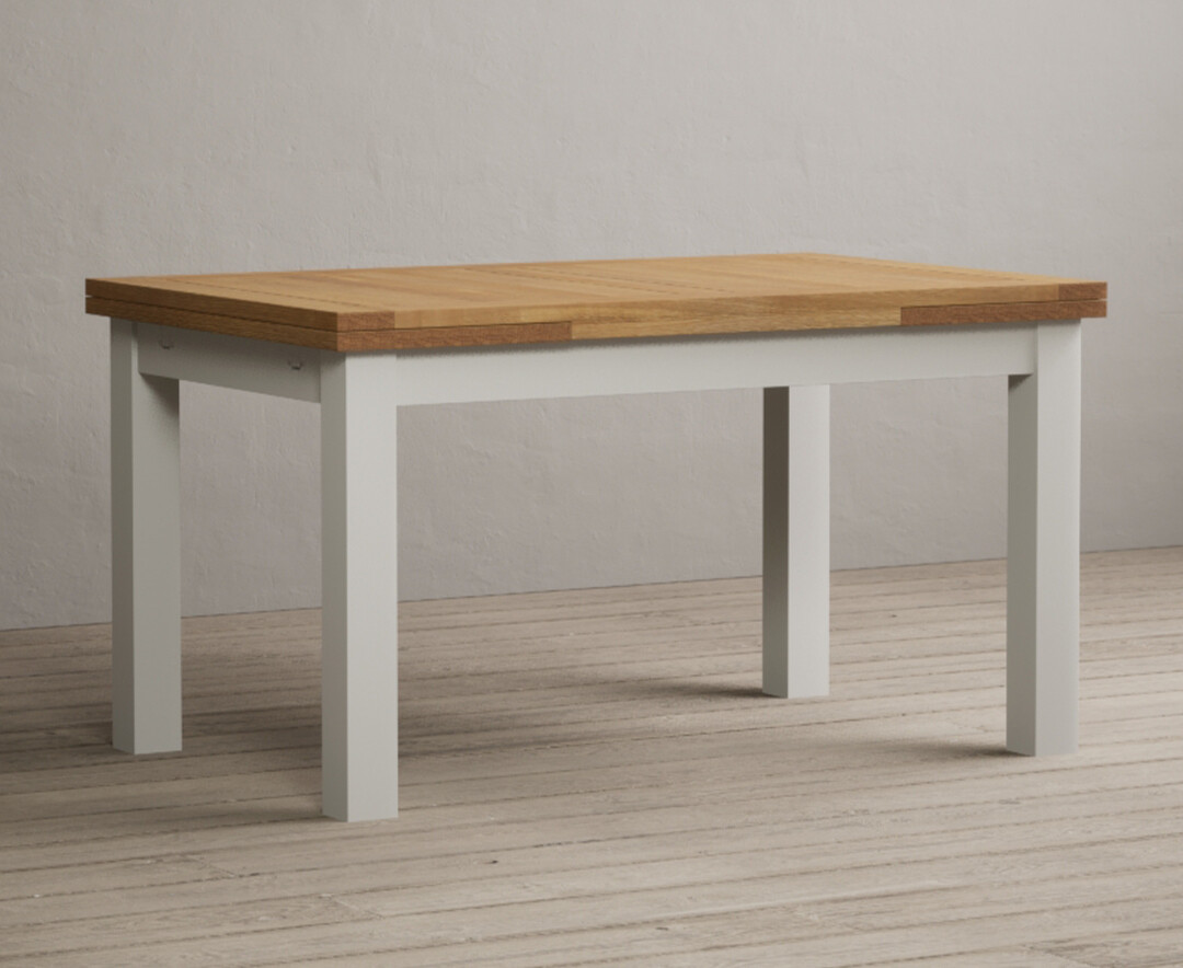 Product photograph of Hampshire 140cm Oak And Chalk White Painted Extending Dining Table from Oak Furniture Superstore