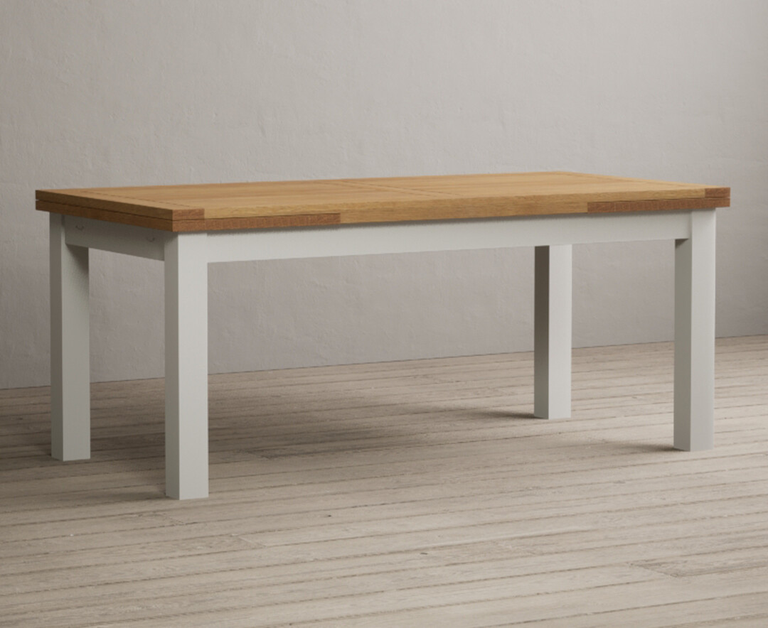 Product photograph of Hampshire 180cm Oak And Chalk White Painted Extending Dining Table from Oak Furniture Superstore