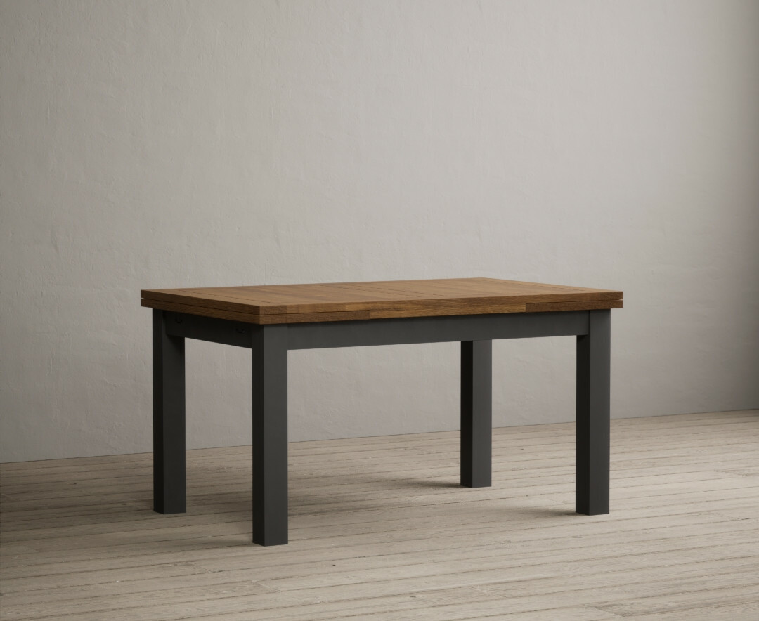 Product photograph of Hampshire 140cm Oak And Charcoal Grey Painted Extending Dining Table from Oak Furniture Superstore