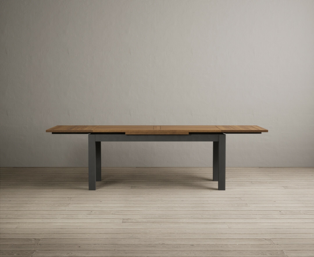 Product photograph of Extending Buxton 180cm Oak And Charcoal Grey Painted Dining Table from Oak Furniture Superstore