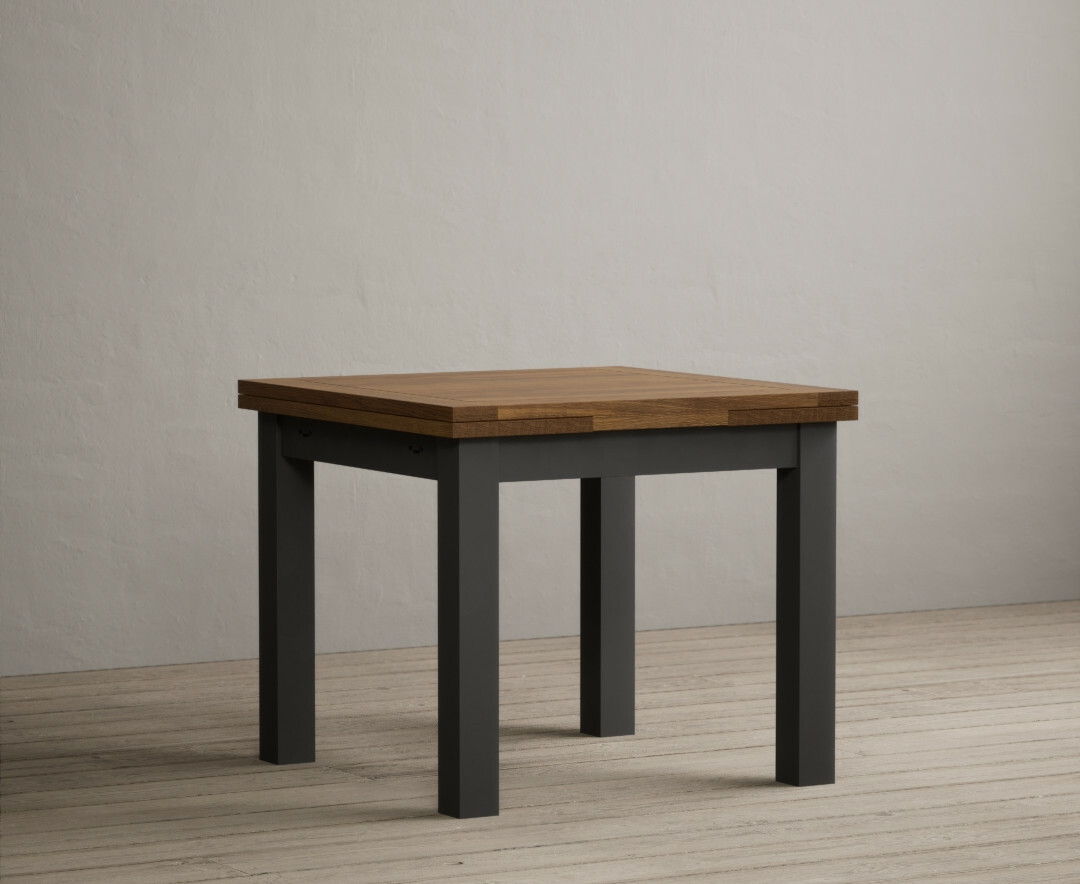 Product photograph of Hampshire 90cm Oak And Charcoal Grey Painted Extending Dining Table from Oak Furniture Superstore