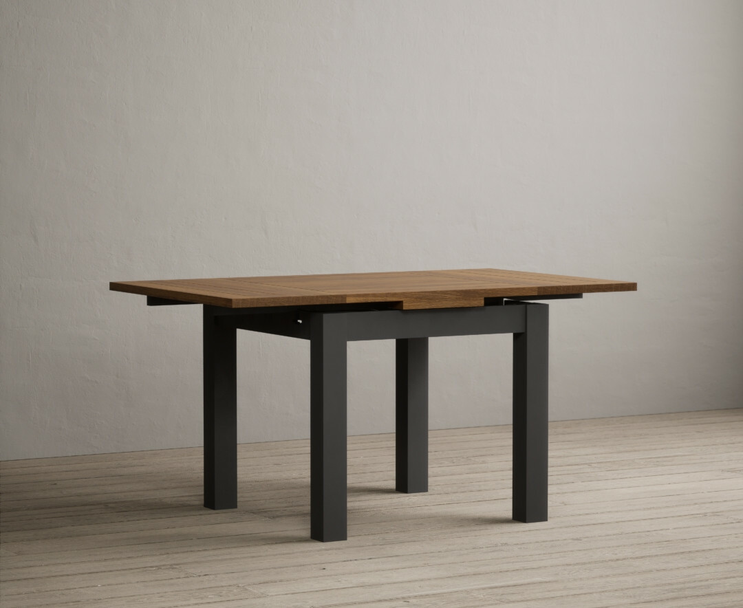 Product photograph of Extending Buxton 90cm Oak And Charcoal Grey Painted Dining Table from Oak Furniture Superstore