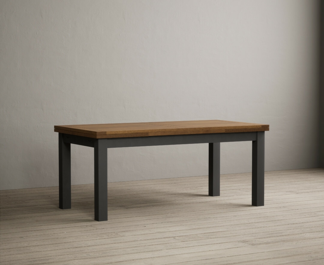 Product photograph of Hampshire 180cm Oak And Charcoal Grey Painted Extending Dining Table from Oak Furniture Superstore