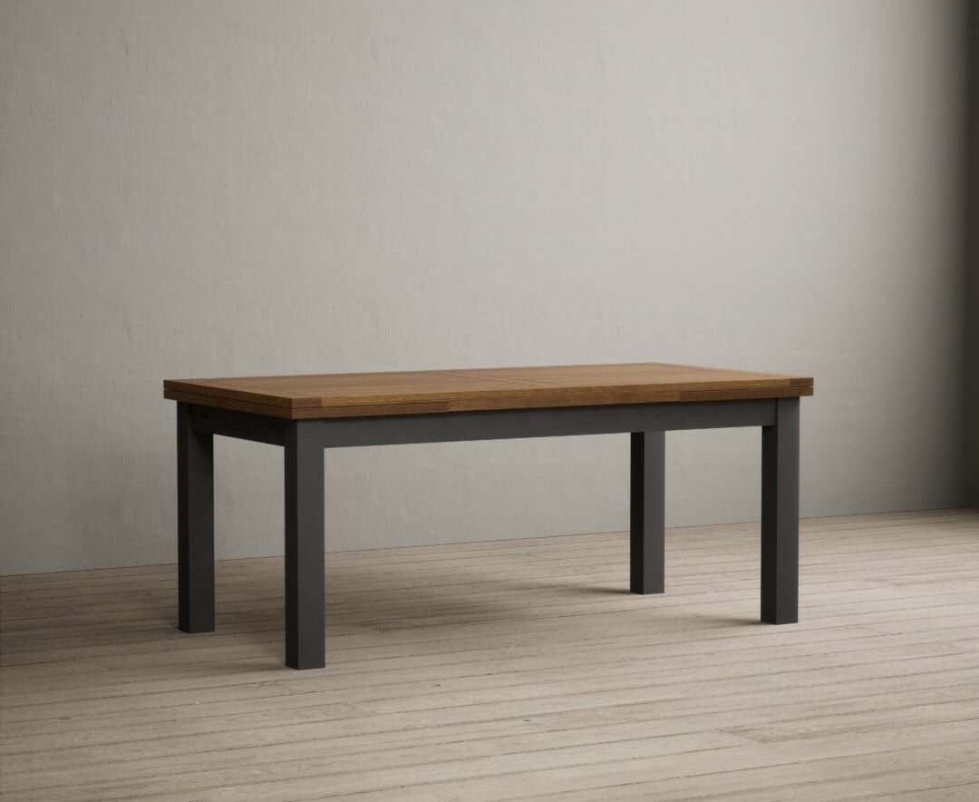 Hampshire 180cm Oak And Charcoal Grey Painted Extending Dining Table
