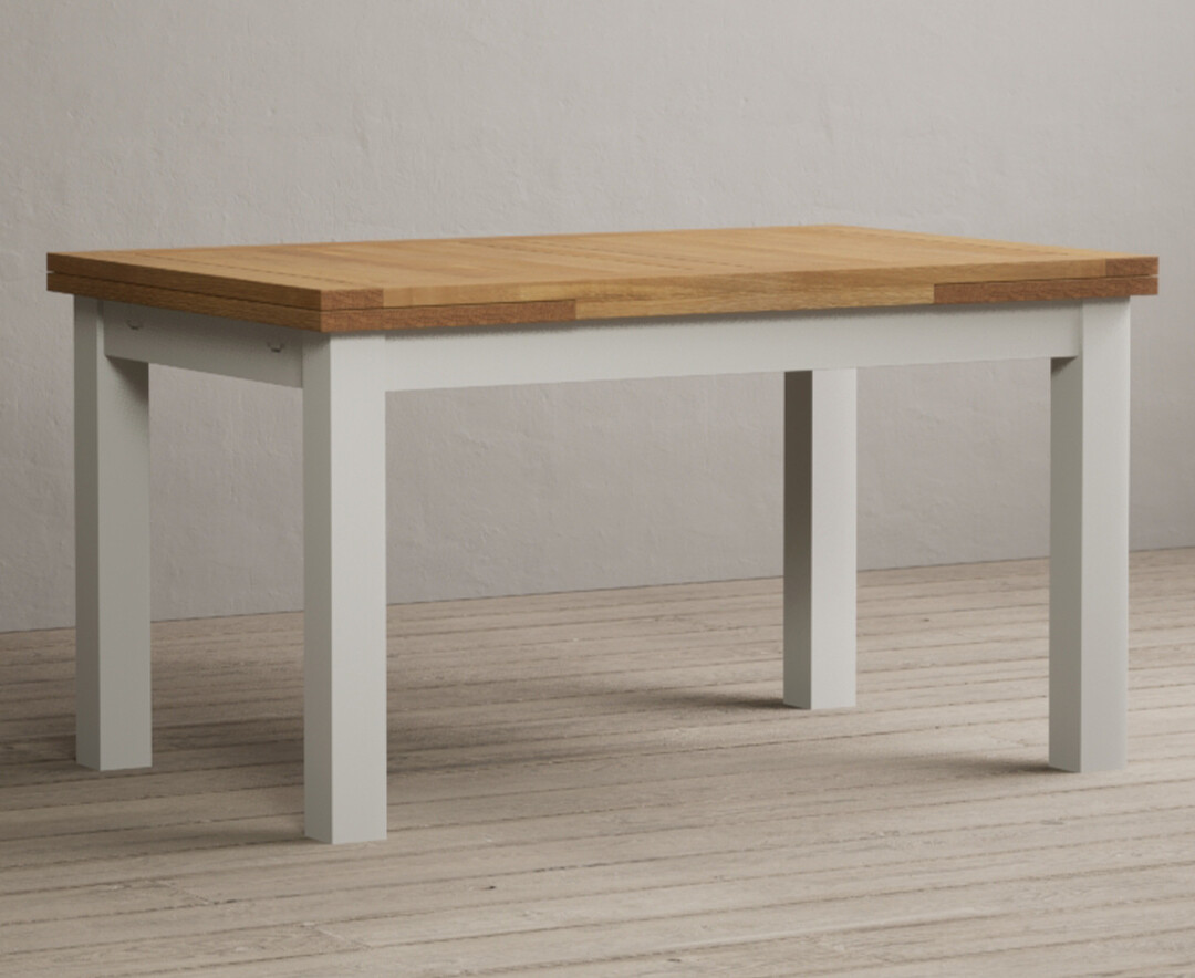 Product photograph of Extending Hampshire 140cm Oak And Signal White Painted Dining Table from Oak Furniture Superstore