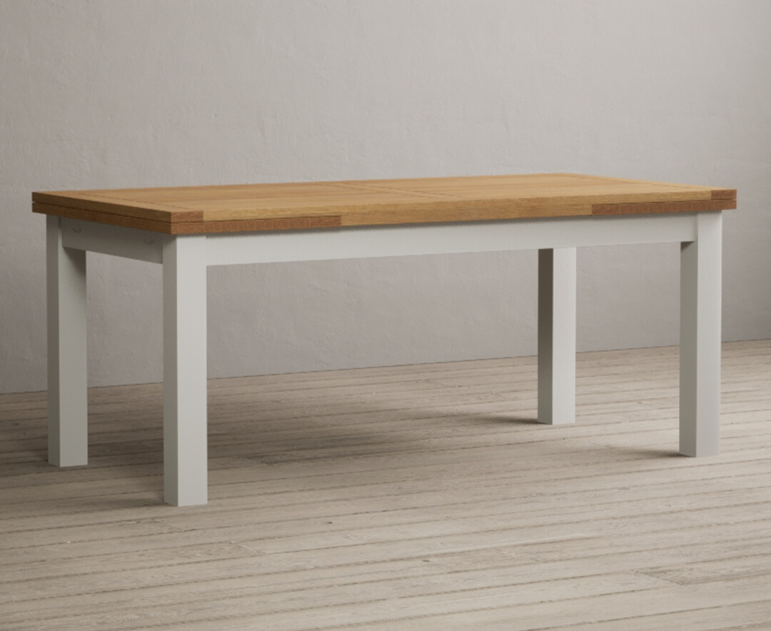 Product photograph of Extending Hampshire 180cm Oak And Signal White Painted Dining Table from Oak Furniture Superstore