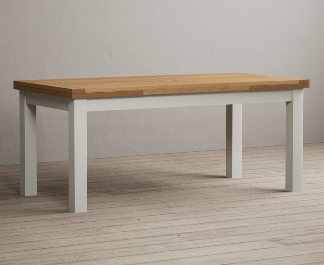 Extending Hampshire 180cm Oak And Signal White Painted Dining Table