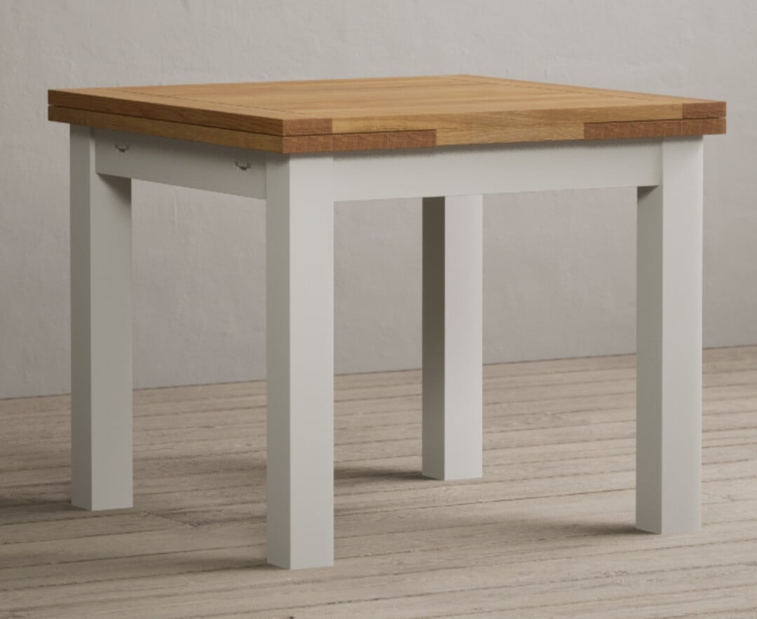 Extending Hampshire 90cm Oak And Signal White Painted Dining Table