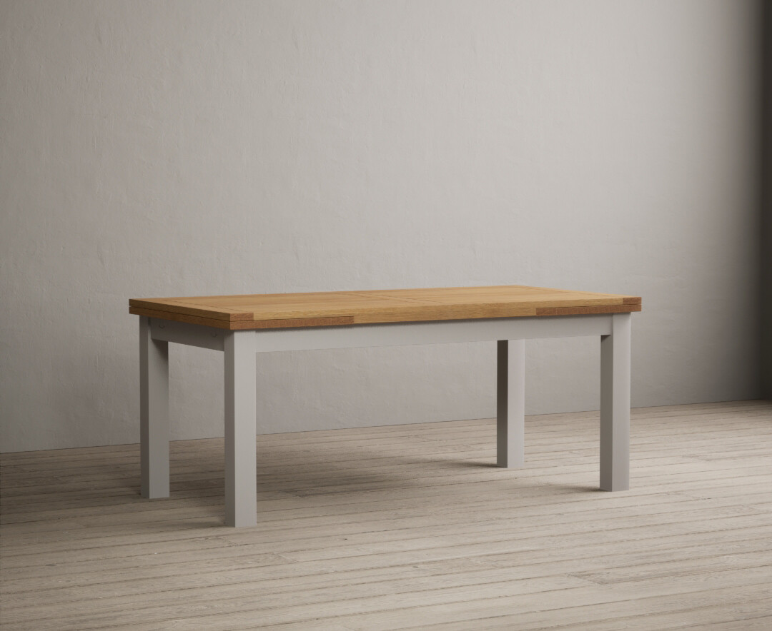 Product photograph of Hampshire 180cm Oak And Soft White Painted Extending Dining Table from Oak Furniture Superstore