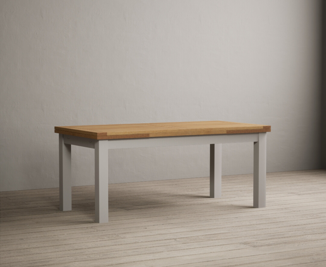 Extending Buxton 180cm Oak and Soft White Painted Dining Table at Oak Furniture Superstore