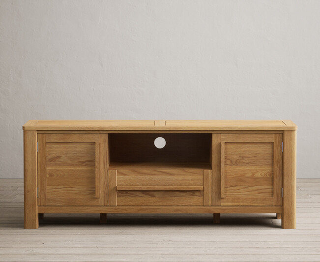 Product photograph of Eclipse Solid Oak Super Wide Tv Cabinet from Oak Furniture Superstore