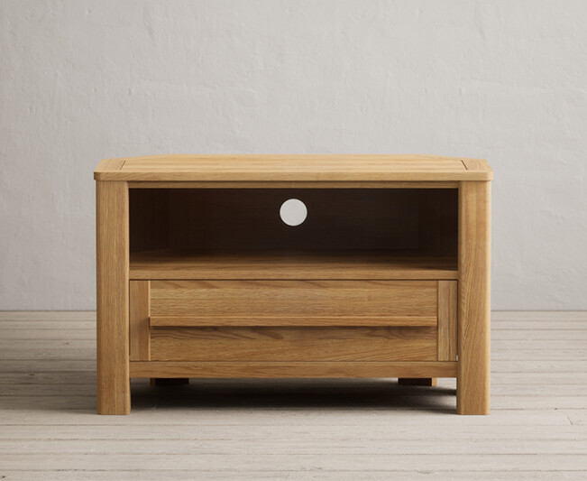 Product photograph of Eclipse Solid Oak Corner Tv Cabinet from Oak Furniture Superstore
