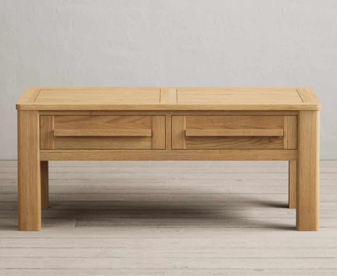 Product photograph of Eclipse Solid Oak 4 Drawer Compact Coffee Table from Oak Furniture Superstore