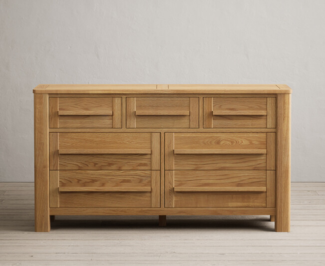 Product photograph of Eclipse Solid Oak Wide Chest Of Drawers from Oak Furniture Superstore