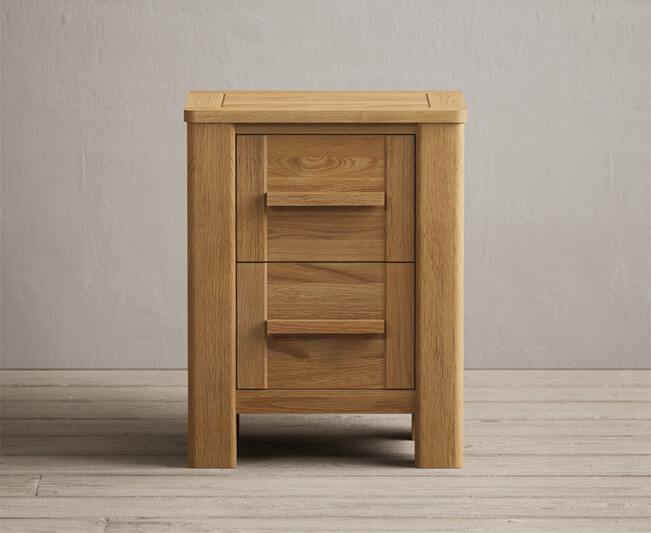 Product photograph of Eclipse Solid Oak 2 Drawer Bedside Chest from Oak Furniture Superstore