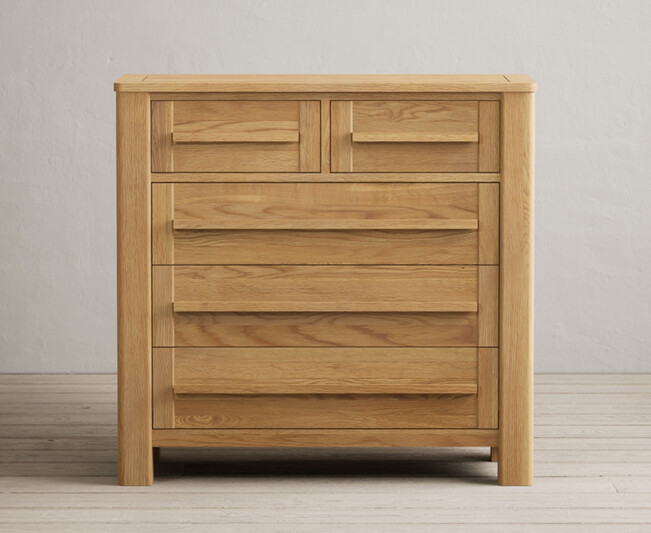 Product photograph of Eclipse Solid Oak 2 Over 3 Chest Of Drawers from Oak Furniture Superstore
