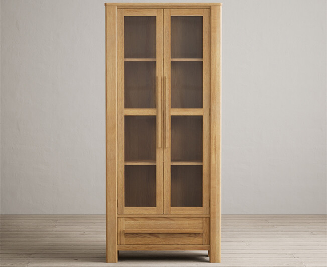 Product photograph of Eclipse Solid Oak Glazed Display Cabinet from Oak Furniture Superstore