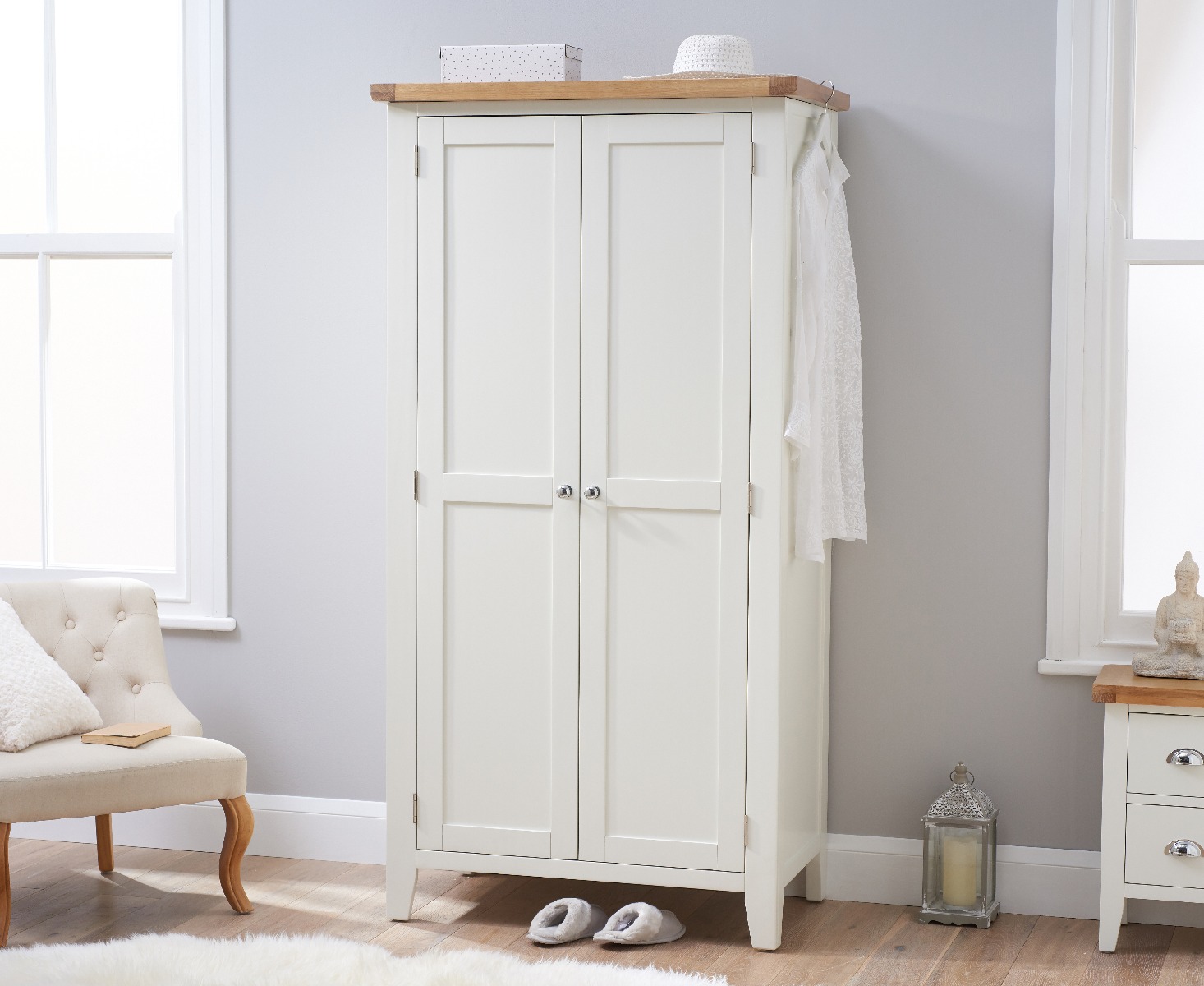 Eden Oak And White Two Door Wardrobe