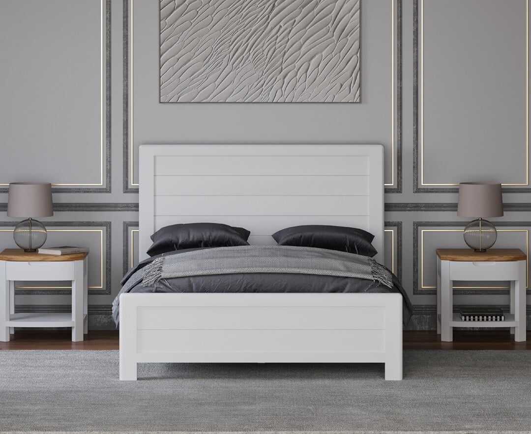 Bradwell Oak and Signal White Painted Double Bed