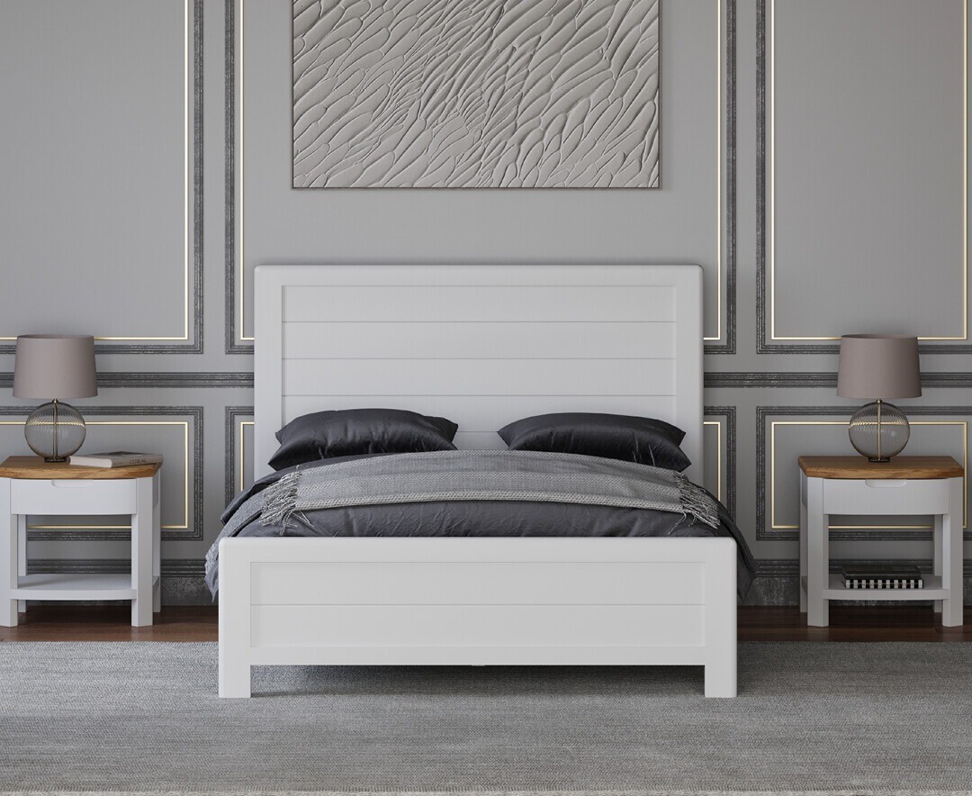 Bradwell Oak and Signal White Painted Double Bed