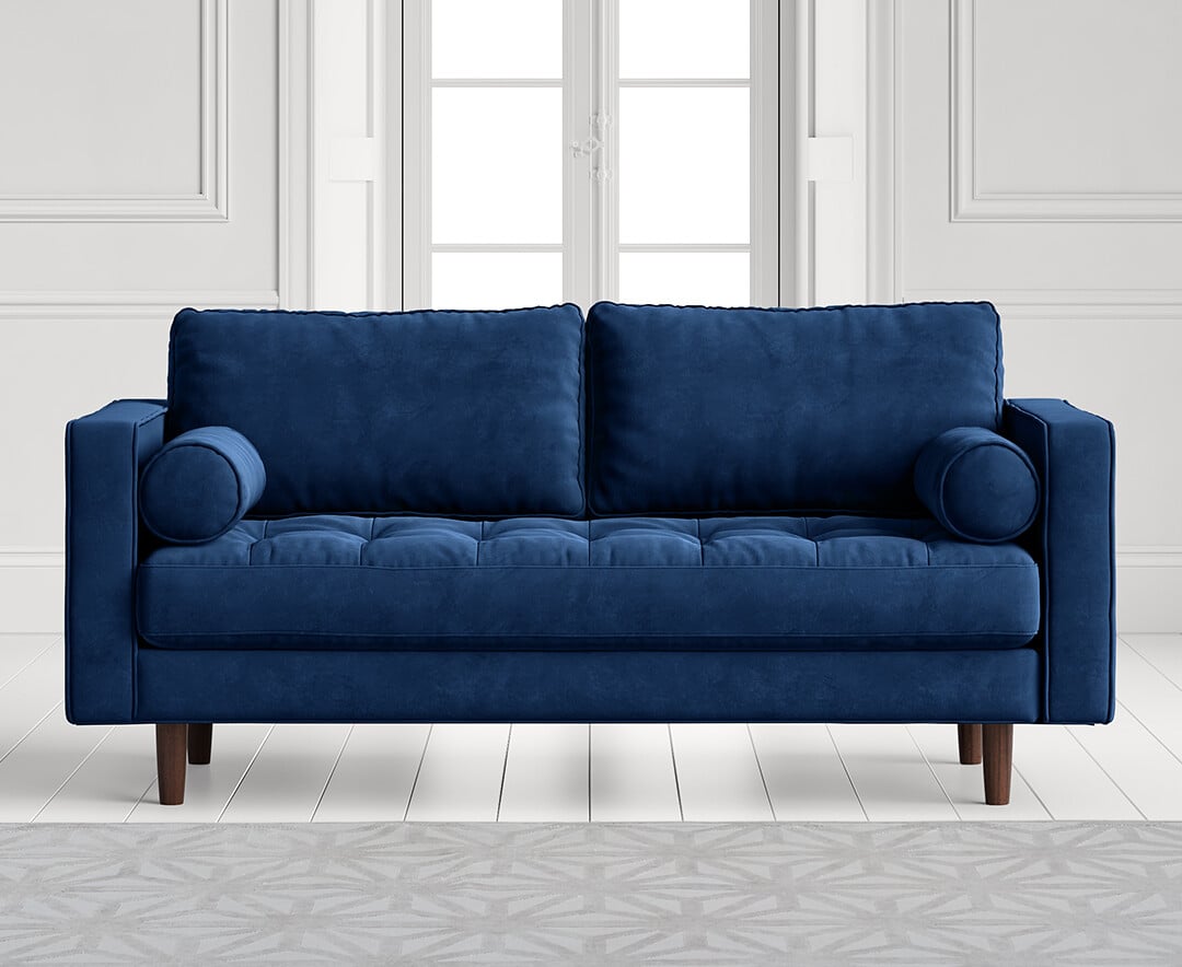 Elliott Blue Velvet Two Seater Sofa