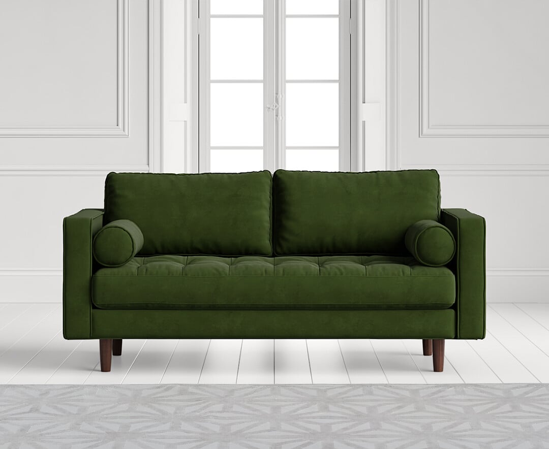 Elliott Green Velvet Two Seater Sofa
