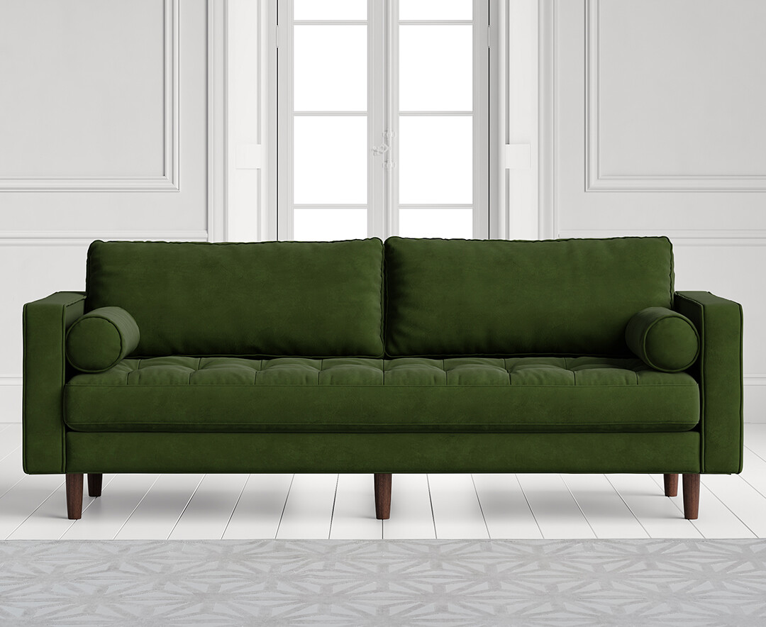 Elliott Green Velvet Three Seater Sofa