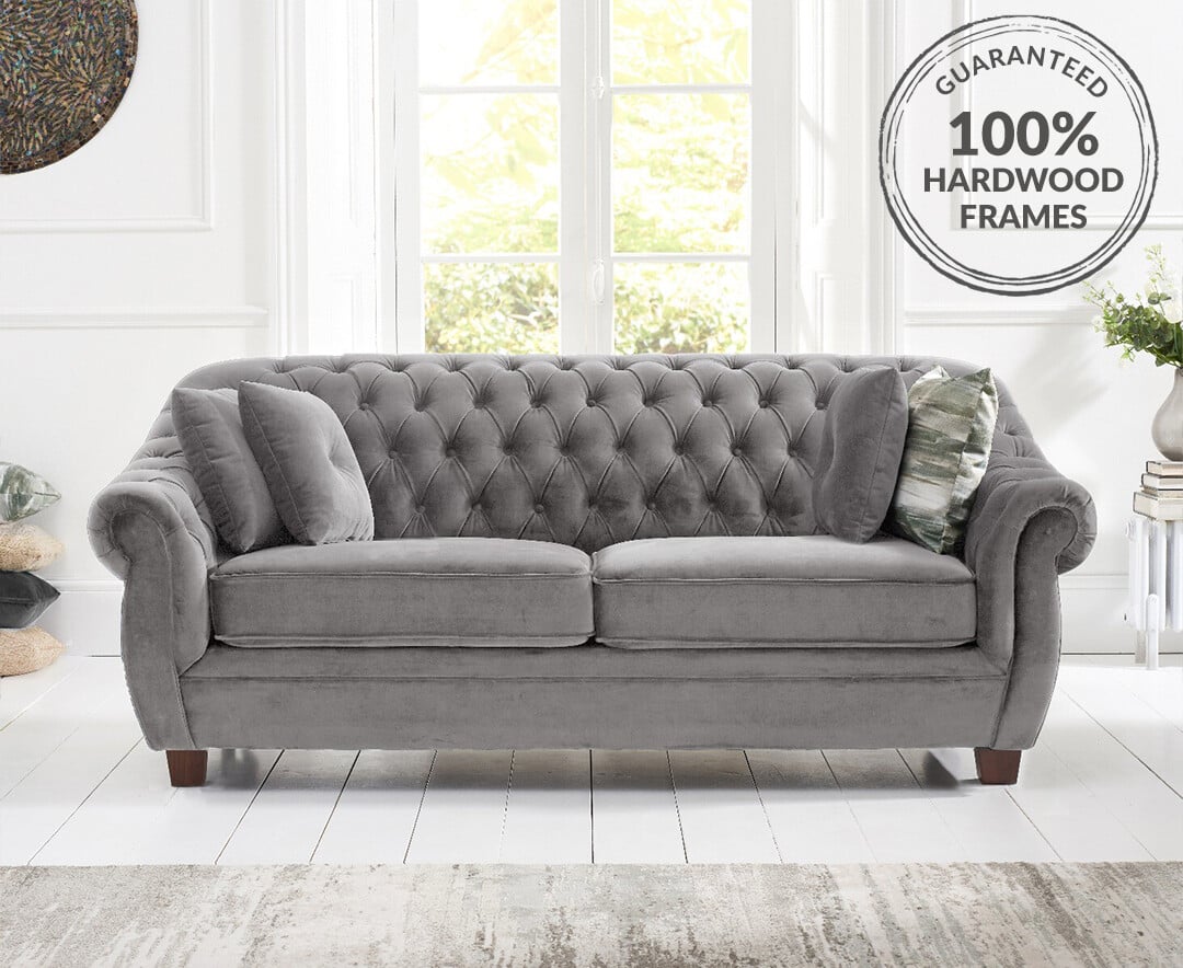 Eva grey hot sale velvet sofa