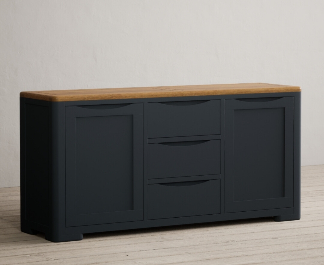 Pembridge Oak And Dark Blue Painted Extra Large Sideboard