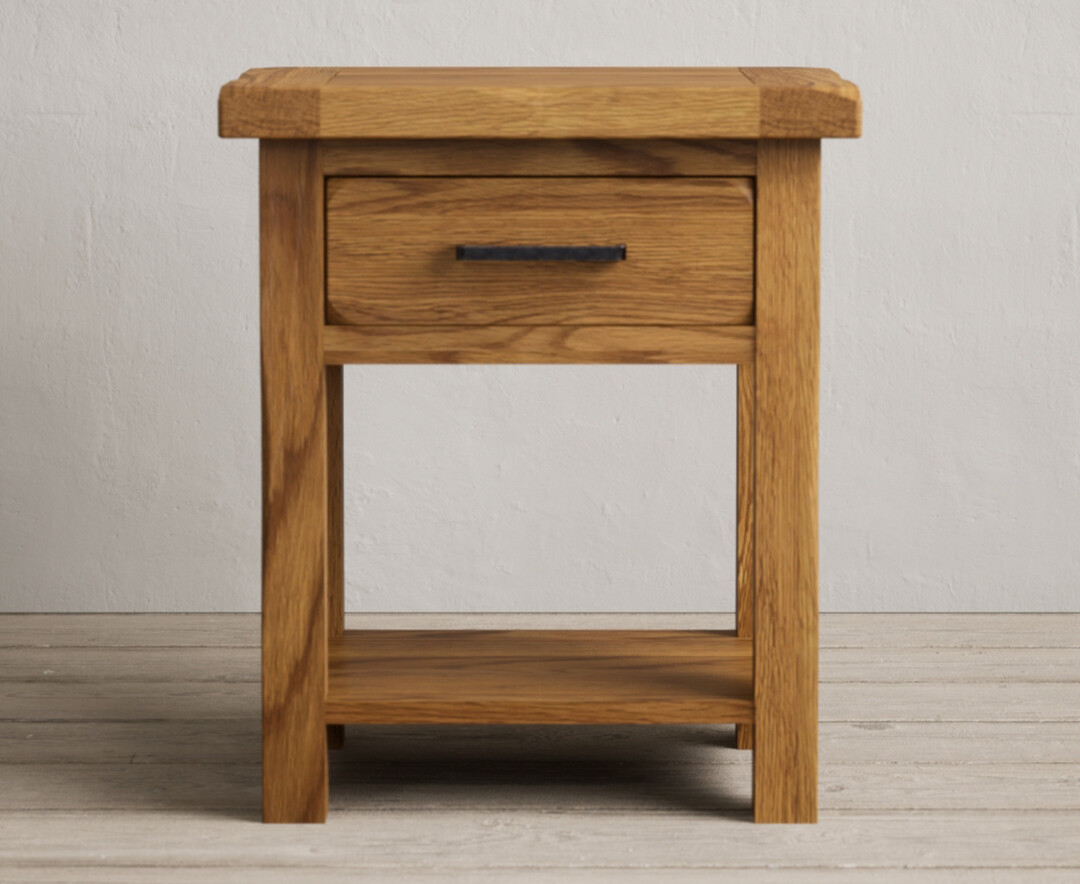 Product photograph of Country Rustic Solid Oak Lamp Table from Oak Furniture Superstore