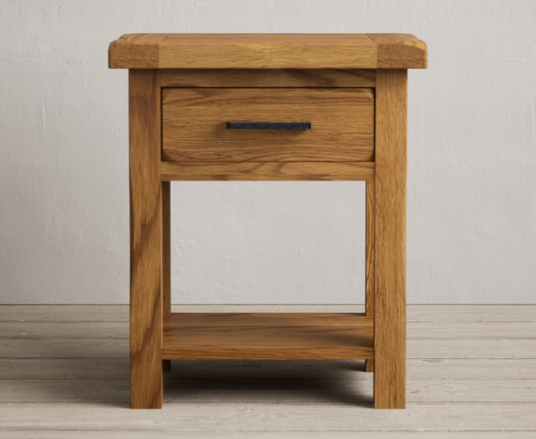 Country Rustic Solid Oak Lamp Table