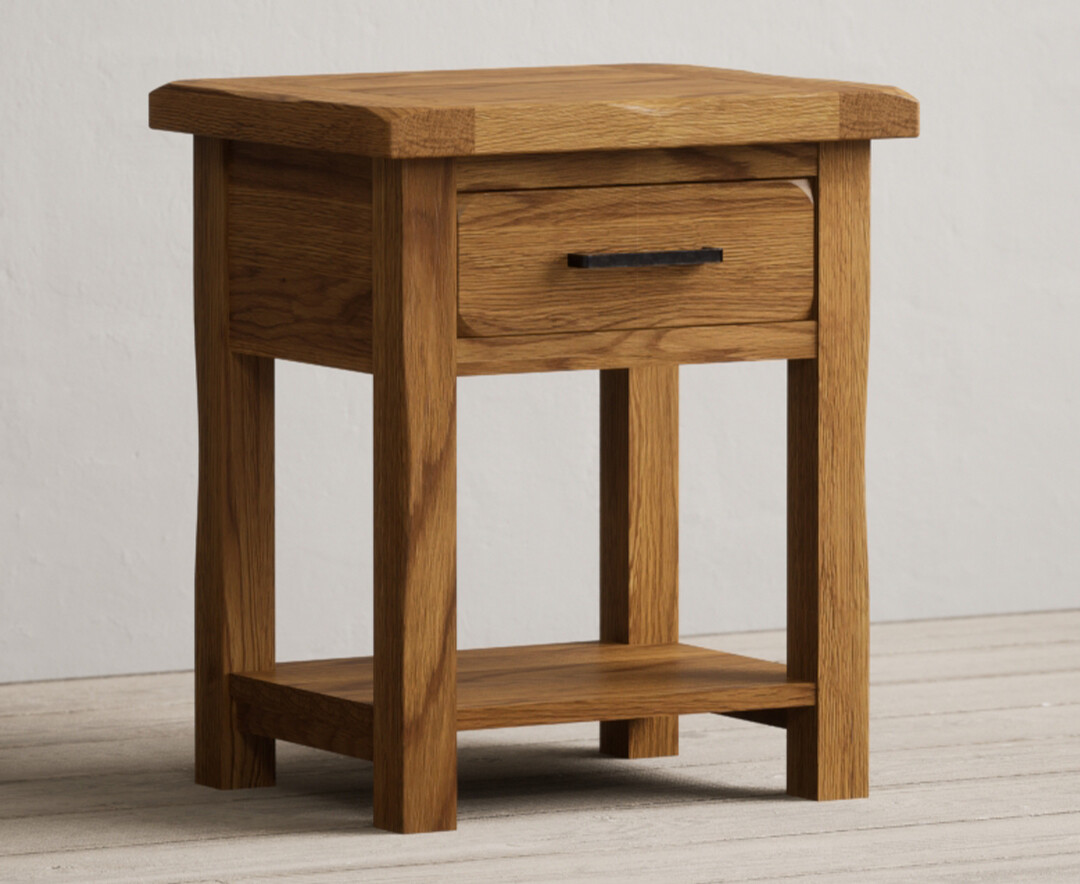 Product photograph of Country Rustic Solid Oak Lamp Table from Oak Furniture Superstore.