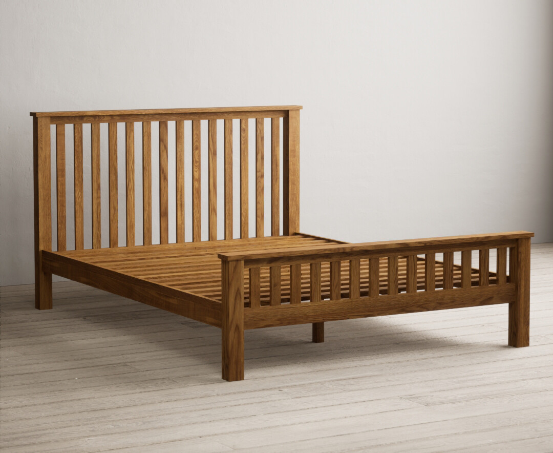 Product photograph of Country Rustic Solid Oak Kingsize Bed from Oak Furniture Superstore