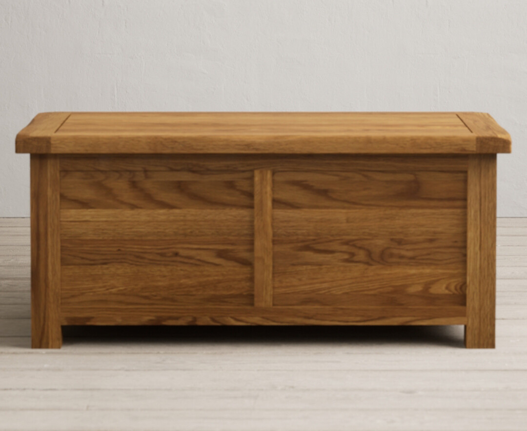Product photograph of Country Rustic Solid Oak Blanket Box from Oak Furniture Superstore