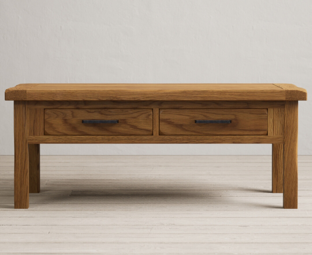Country Rustic Solid Oak 4 Drawer Coffee Table