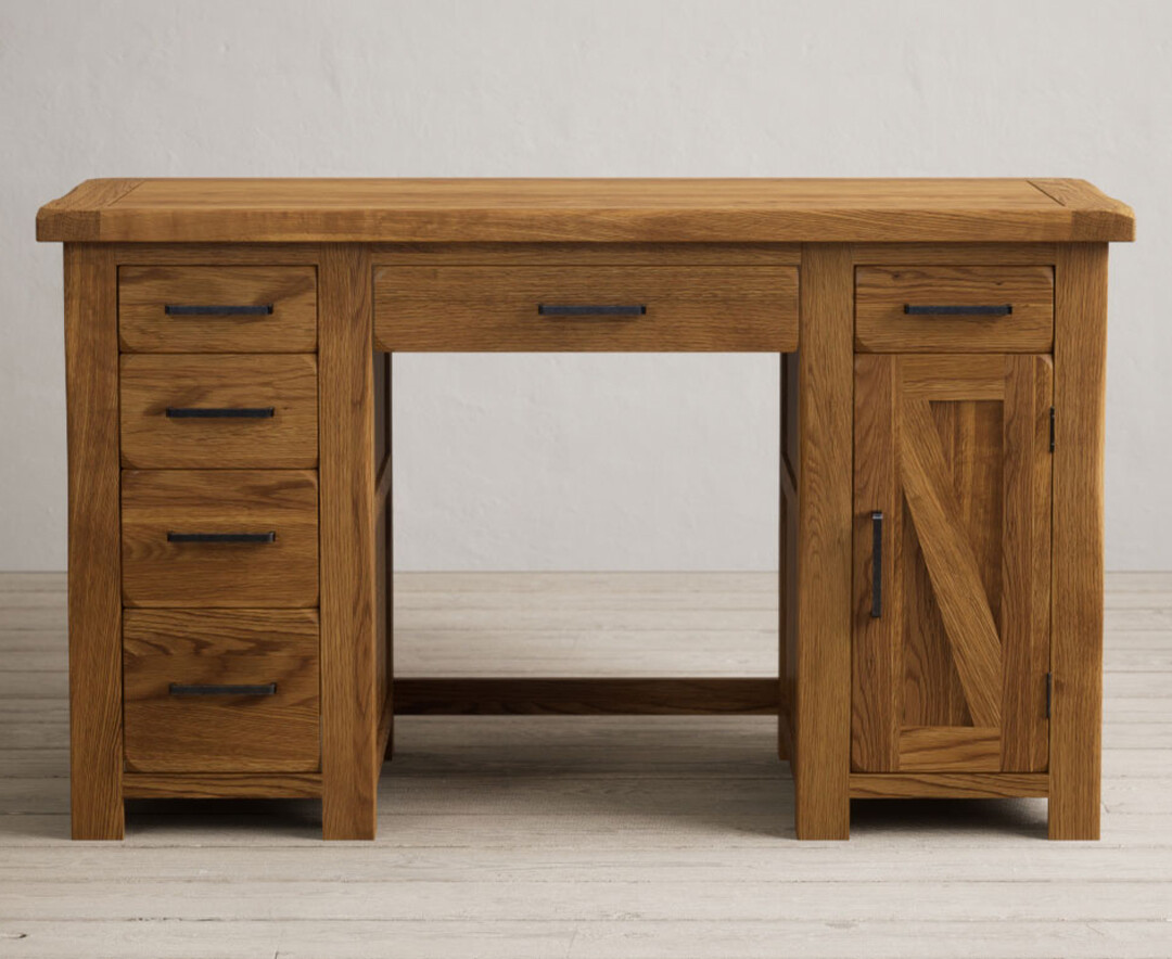 Country Rustic Solid Oak Computer Desk