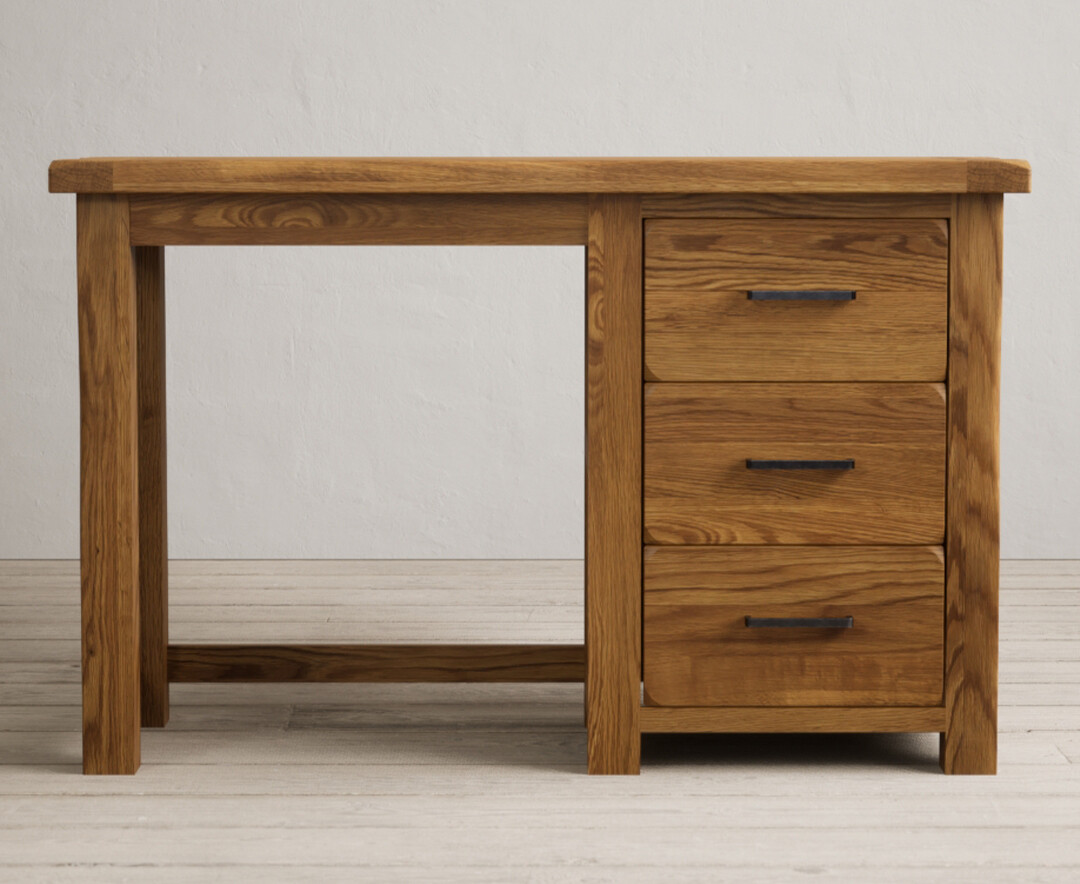 Country Rustic Solid Oak 3 Drawer Dressing Table