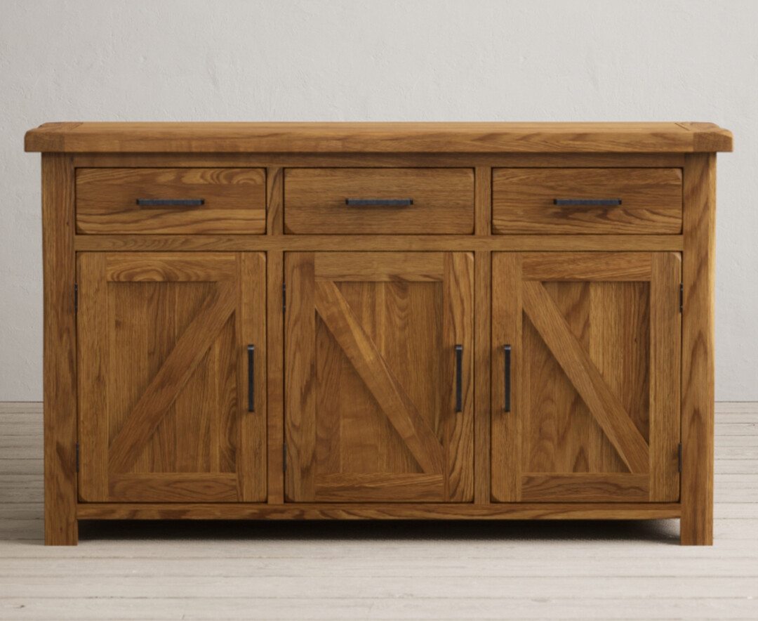 Country Rustic Solid Oak Large Sideboard