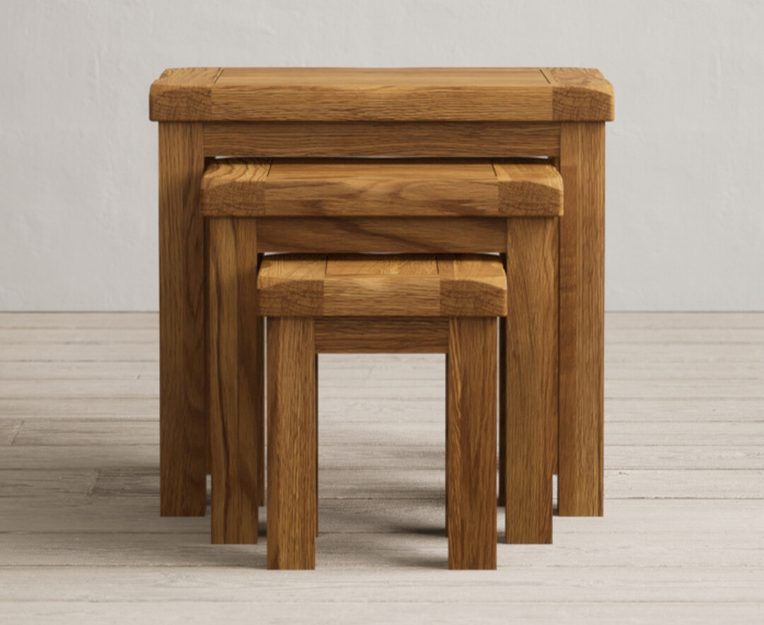 Country Rustic Solid Oak Nest Of Tables